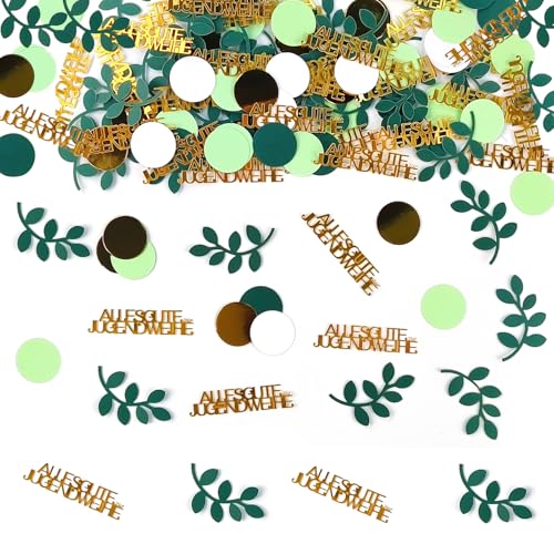 Alles Gute zur Jugendweihe Deko Konfetti Groß, 200 Stück Jugendweihe Deko, Deko Jugendweihe Junge Mädchen, Tischdeko Jugendweihe Grün Gold, Tischdeko Jugendweihe für Junge & Mädchen (A) von Beibeijia