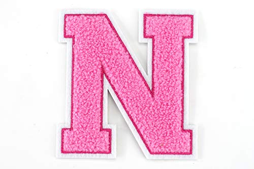 Frottee Buchstabe A-Z | Rosa, Pink, Weiß | 9,5 cm hoch | Varsity Letter N von Beichi