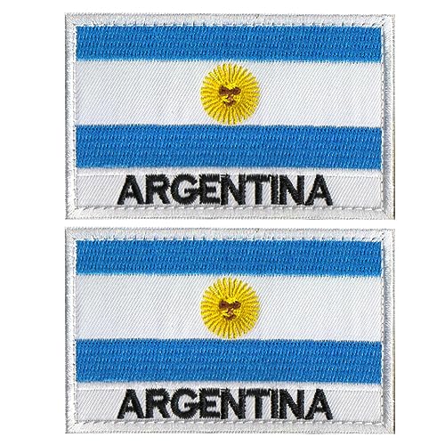2 Stück Argentinien-Flagge Moral bestickte Patches Verschluss Taktische Militär Applique Aufnähen Emblem Abzeichen Geschirre Schulterschlaufe Haken Armband DIY Patch (Argentinien) von Beifeitu