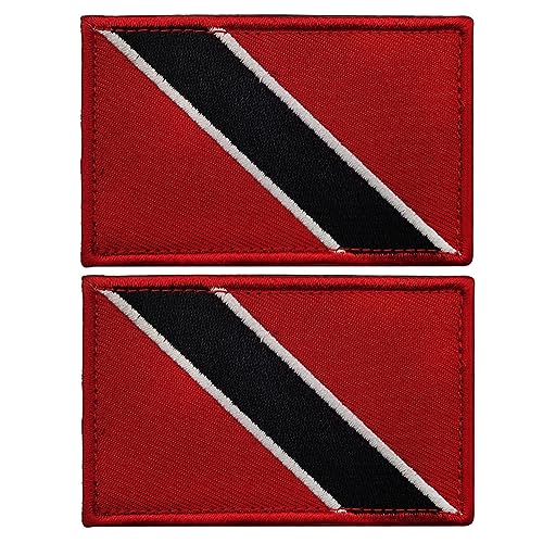 2 Stück Trinidad und Tobago Flagge Moral bestickte Aufnäher Verschluss Taktische Militär Applique Emblem Abzeichen Geschirre Schulterschlaufe Haken Armband DIY Patch (Trinidad und Tobago Rot) von Beifeitu