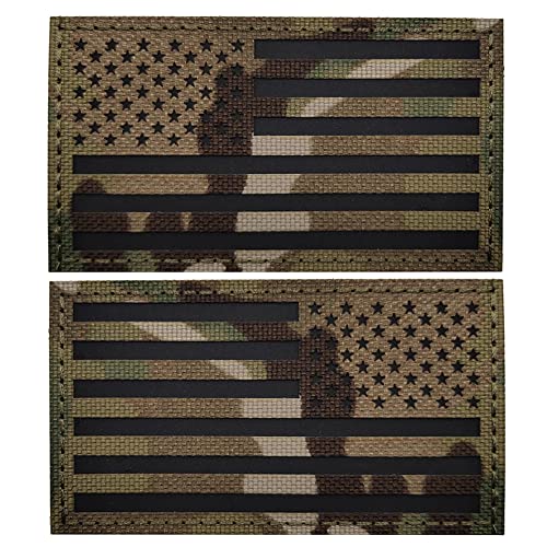 2 Stück USA Reflektierende Flagge Patch Amerikanische Infrarot Taktische Militär bestickte Moral Weste Haken Patches Abzeichen Emblem Applikation Armband Aufnähen für Uniform Schulter von Beifeitu