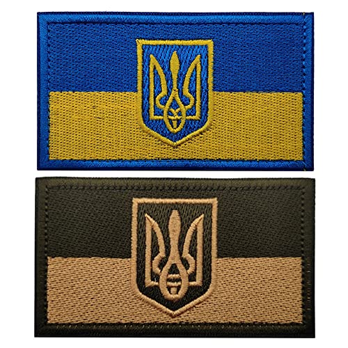 2 Stück Ukraine-Flagge Moral bestickte Aufnäher Klettverschluss Ukrainische Staaten taktische Militär-Applikation zum Aufnähen auf Emblem Abzeichen Geschirre Schulterarmband DIY Patch von Beifeitu