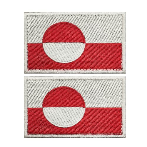 2 bestickte Aufnäher mit grönländischer Flagge, taktische Applikationen, Abzeichen zum Aufnähen auf der Schulter, Armband für Kleidung, Taschen, Rucksack 2 bestickte Aufnäher mit grönländischer Flagge, taktische Applikationen, Abzeichen zum Aufnähen auf der Schulter, Armband für Kleidung, Taschen, Rucksack von Beifeitu