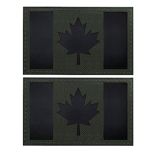 2 x Kanada-Flagge reflektierender Aufnäher militärisch taktisch kanadisch Infrarot IR-Patches Moral-Emblem Applikation Schlaufenhaken Schulterhaken Aufnäher fürRucksack auf der Rückseite von Beifeitu