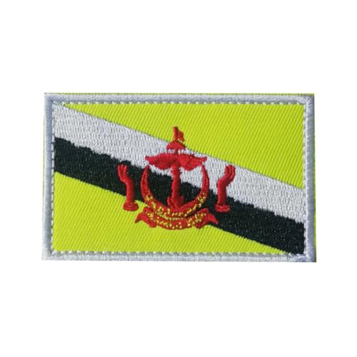 Asien Nationalflagge Brunei Flagge Nähen auf Stickerei Taktischer Patch Militär Moral Armband Abzeichen Emblem Applikation Haken Patches Schulter für Kleidung Taschen Rucksack Zubehör (Brunei) von Beifeitu