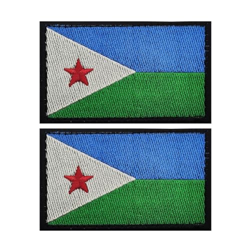 Aufnäher mit Afrika-Dschibuti-Flagge, bestickt, taktische Applikation, zum Aufnähen, Emblem, Abzeichen, Schulterschlaufe, Haken, Armband für Kleidung, Taschen, Rucksack, Dschibuti, 2 Stück Aufnäher mit Afrika-Dschibuti-Flagge, bestickt, taktische Applikation, zum Aufnähen, Emblem, Abzeichen, Schulterschlaufe, Haken, Armband für Kleidung, Taschen, Rucksack, Dschibuti, 2 Stück von Beifeitu