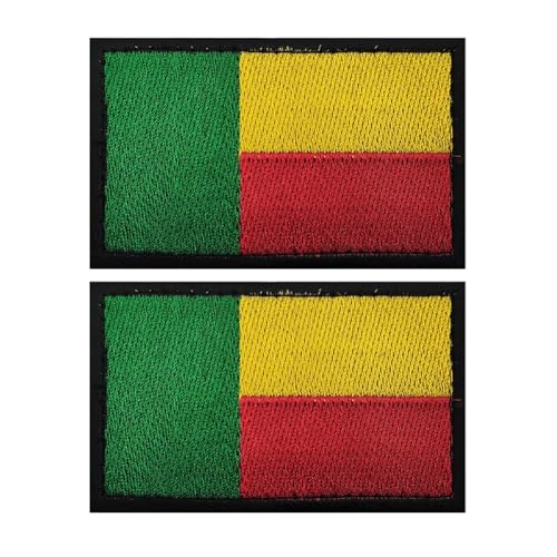 Aufnäher mit Afrika-Flagge, bestickt, taktische Applikation, zum Aufnähen, Emblem, Abzeichen, Schulterschlaufe, Haken, Armband für Kleidung, Taschen, Rucksack, 2 Stück (Benin) von Beifeitu