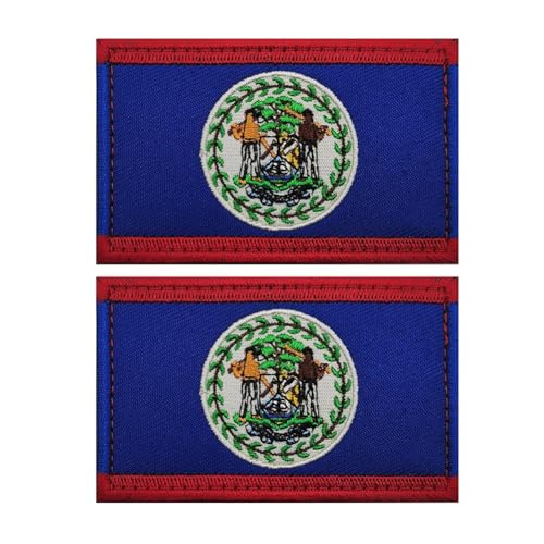 Aufnäher mit Belize-Flagge, bestickt, taktische Applikation, zum Aufnähen, Emblem, Abzeichen, Schulterschlaufe, Haken, Armband für Kleidung, Taschen, Rucksack, 2 Stück von Beifeitu