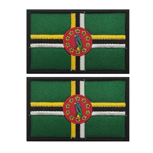 Aufnäher mit Dominic-Flagge, bestickt, taktische Applikation, zum Aufnähen, Emblem, Abzeichen, Schulterschlaufe, Haken, Armband für Kleidung, Taschen, Rucksack, 2 Stück von Beifeitu