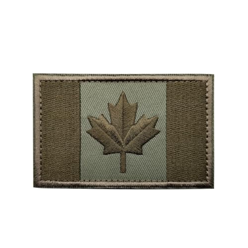 Aufnäher mit Kanada-Flagge, taktische Etiketten, kanadisches Ahornblatt, bestickt, Moral-Nationalemblem, Schulter-Aufnäher, bestickt, für Reise, Rucksack, Jacken, Hüte, Teamuniform (grün) von Beifeitu