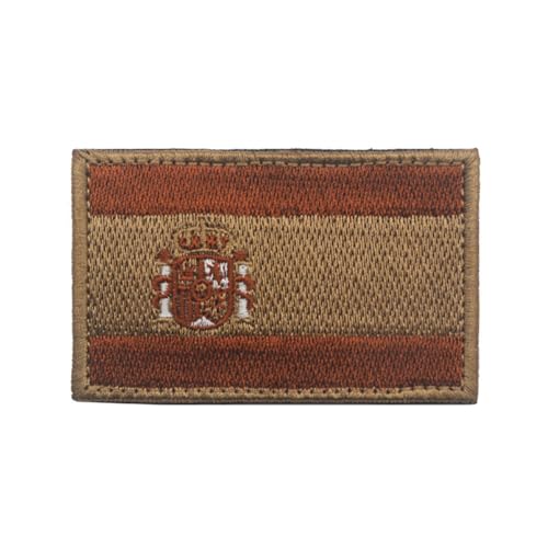 Aufnäher mit Spanien-Flagge, bestickt, Spanien, Aufnäher, Emblem, Abzeichen, Schulterschlaufe, Haken, Armband für Tasche, Kleidung, Rucksack, Hüte, Jacken (braun) von Beifeitu