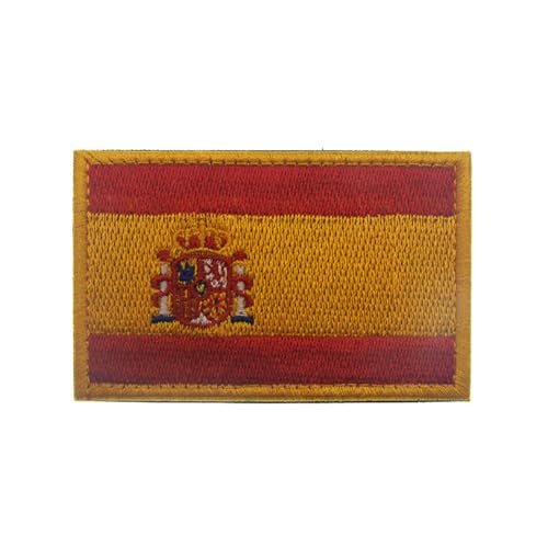 Aufnäher mit Spanien-Flagge, bestickt, Spanien, Aufnäher, Emblem, Abzeichen, Schulterschlaufe, Haken, Armband für Tasche, Kleidung, Rucksack, Hüte, Jacken (gelb) von Beifeitu