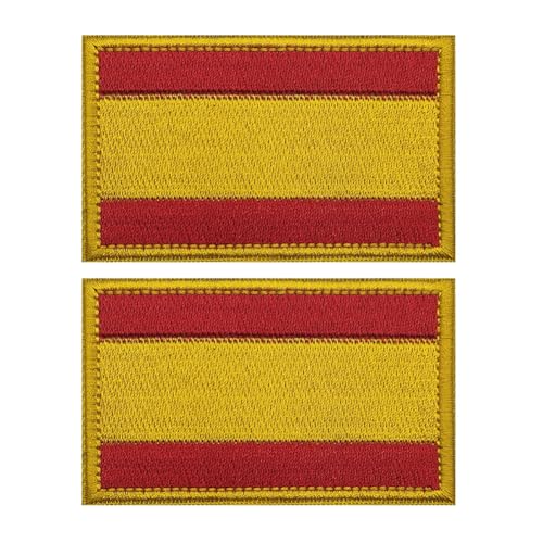Aufnäher mit Spanien-Flagge, bestickt, taktische Applikation, zum Aufnähen, Emblem, Abzeichen, Schulterschlaufe, Haken, Armband für Kleidung, Taschen, Rucksack, gelber Rand, 2 Stück Aufnäher mit Spanien-Flagge, bestickt, taktische Applikation, zum Aufnähen, Emblem, Abzeichen, Schulterschlaufe, Haken, Armband für Kleidung, Taschen, Rucksack, gelber Rand, 2 Stück von Beifeitu