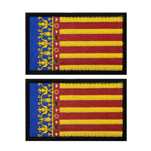 Aufnäher mit Spanien-Flagge von Valencia, bestickt, taktische Applikation, Emblem, Abzeichen, Schlaufen, Haken, zum Aufnähen, Armband für Kleidung, Taschen, Rucksack, 2 Stück Aufnäher mit Spanien-Flagge von Valencia, bestickt, taktische Applikation, Emblem, Abzeichen, Schlaufen, Haken, zum Aufnähen, Armband für Kleidung, Taschen, Rucksack, 2 Stück von Beifeitu