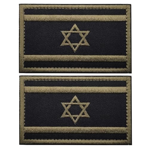 Beifeitu Aufnäher mit israelischer Flagge, 2-teilig, grün, rechteckig, zum Aufnähen, Militär, 2 Stück Beifeitu Aufnäher mit israelischer Flagge, 2-teilig, grün, rechteckig, zum Aufnähen, Militär, 2 Stück von Beifeitu