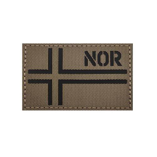 Aufnäher mit reflektierender Norwegen-Flagge, Infrarot, IR, taktisch, bestickt, Khaki, Abzeichen, Emblem, Applikation, Armband, zum Aufnähen für Taschen, Hüte, Jacken, Uniform, Schulter (Norwegen) Aufnäher mit reflektierender Norwegen-Flagge, Infrarot, IR, taktisch, bestickt, Khaki, Abzeichen, Emblem, Applikation, Armband, zum Aufnähen für Taschen, Hüte, Jacken, Uniform, Schulter (Norwegen) von Beifeitu