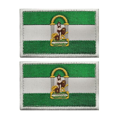 Aufnäher mit spanischer Flagge von Andalusien, bestickt, taktische Applikation, Emblem, Abzeichen, Schlaufe, Haken, zum Aufnähen, Armband für Kleidung, Taschen, Rucksack, 2 Stück Aufnäher mit spanischer Flagge von Andalusien, bestickt, taktische Applikation, Emblem, Abzeichen, Schlaufe, Haken, zum Aufnähen, Armband für Kleidung, Taschen, Rucksack, 2 Stück von Beifeitu