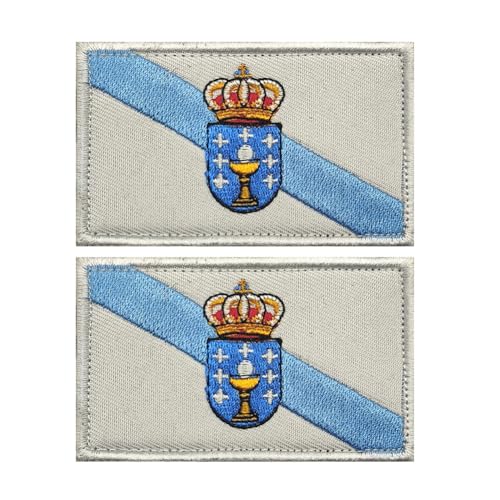 Aufnäher mit spanischer Galicien-Flagge, bestickt, taktische Applikation, Emblem, Abzeichen, Schlaufen, Haken, zum Aufnähen, Armband für Kleidung, Taschen, Rucksack, 2 Stück Aufnäher mit spanischer Galicien-Flagge, bestickt, taktische Applikation, Emblem, Abzeichen, Schlaufen, Haken, zum Aufnähen, Armband für Kleidung, Taschen, Rucksack, 2 Stück von Beifeitu