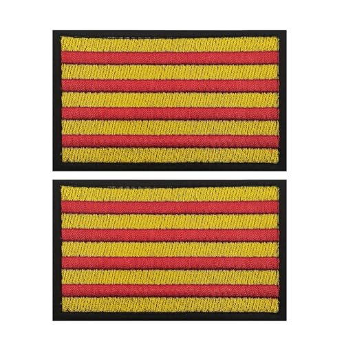 Aufnäher mit spanischer Katalonien-Flagge, bestickt, taktische Applikation, Emblem, Abzeichen, Schlaufe, Haken, zum Aufnähen, Armband für Kleidung, Taschen, Rucksack, 2 Stück von Beifeitu