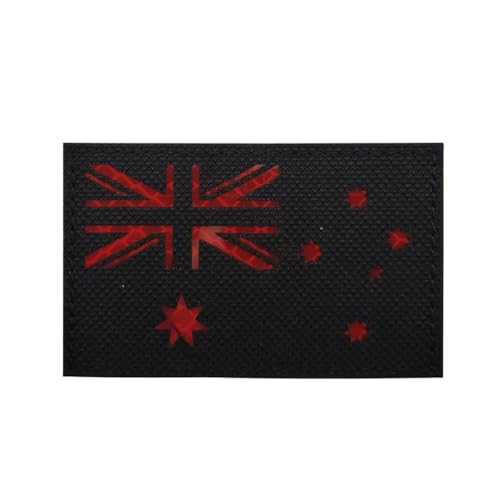Australien Reflektierende Flagge, Australien, Infrarot, IR, taktisch, bestickt, Abzeichen, Emblem, Applikation, Armband, zum Aufnähen für Westen, Taschen, Hüte, Jacken, Uniform, Schulter (Schwarz von Beifeitu