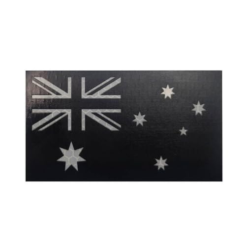 Australien Reflektierende Flagge, Australien, Infrarot, IR, taktisch, bestickt, Abzeichen, Emblem, Applikation, Armband, zum Aufnähen für Westen, Taschen, Hüte, Jacken, Uniform, Schulter (schwarz) von Beifeitu