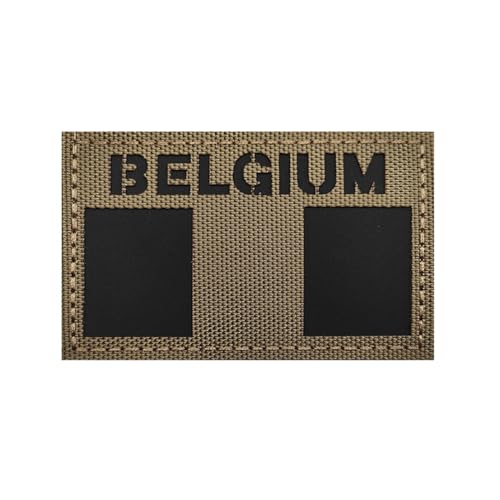 Belgien Reflektierende Flagge, Infrarot, IR, taktisch, bestickt, Hakenaufnäher, Khaki, Abzeichen, Emblem, Applikation, Armband, zum Aufnähen für Taschen, Hüte, Jacken, Uniform, Schulter (Belgien) von Beifeitu
