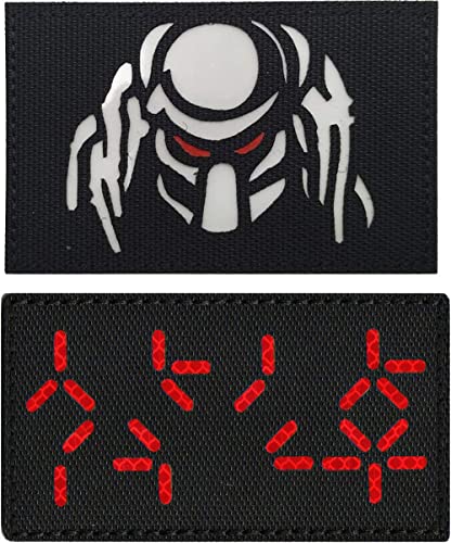 Glow in Dark Reflektierende Predator Auto Destruction Patches Morale Badges Loop Hook Tactical Armband Applikationen Verschluss Rückseite Aufnäher (Rot) von Beifeitu