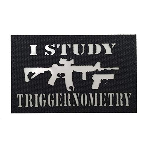 I Study Triggernometrie Reflektierender Patch IR Infrarot Patches Emblem zum Aufnähen auf Abzeichen Haken und die Schlaufe Schulterarmband für Tasche, Kleidung, Rucksack, Hüte, Jacken (schwarz) von Beifeitu