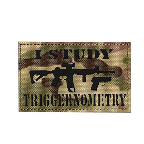I Study Triggernometry Reflektierender Patch IR Infrarot Patches Emblem Aufnähen Abzeichen Haken und Schlaufe Schulterarmband für Tasche Kleidung Rucksack Hüte Jacken (CP) von Beifeitu