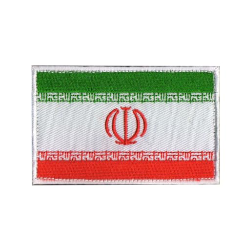 Iran-Flagge, bestickt, asiatischer Nationalaufnäher, Militär, Moral, Armband, Abzeichen, Emblem, Applikation, Haken, Flicken für Kleidung, Taschen, Rucksack, Zubehör (Iran) von Beifeitu