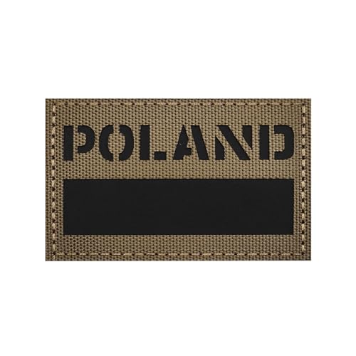 Polen Reflektierende Flagge, Infrarot, IR, taktisch, bestickt, Hakenaufnäher, Khaki, Abzeichen, Emblem, Applikation, Armband, zum Aufnähen für Taschen, Hüte, Jacken, Uniform, Schulter (Polen) von Beifeitu
