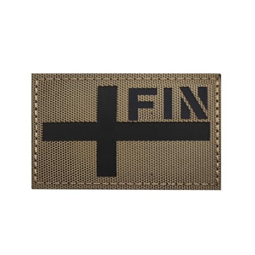 Reflektierender Flaggenaufnäher, Infrarot, IR, taktisch, bestickt, Khaki, Abzeichen, Emblem, Applikation, Armband, zum Aufnähen für Taschen, Hüte, Jacken, Uniform, Schulter (Finnland) von Beifeitu