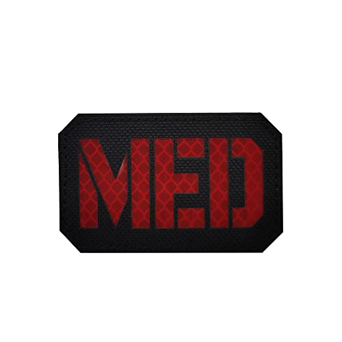 Reflektierender MED Patch IR Infrarot EMT EMS Sanitäter Medizinischer Stern des Lebens bestickter Stoff Moral Emblem Patches Schlaufe Haken Applikation Verschluss Rückseite (Schwarz) von Beifeitu