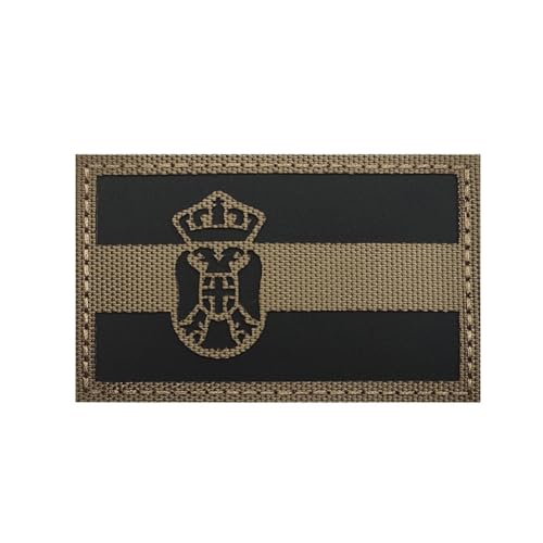 Serbien Reflektierende Flagge, Infrarot, IR, taktisch, bestickt, Hakenaufnäher, Khaki, Abzeichen, Emblem, Applikation, Armband, zum Aufnähen für Taschen, Hüte, Jacken, Uniform, Schulter (Serbien) von Beifeitu