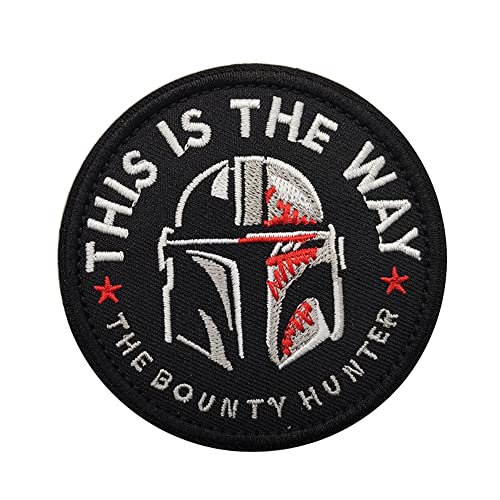 This is The Way Mandalorian Full Helmet Inspired Military Patch Fastener Hook and Loop Backing Applikationen Tactical Badges Embroidered Fabric Patches von Beifeitu
