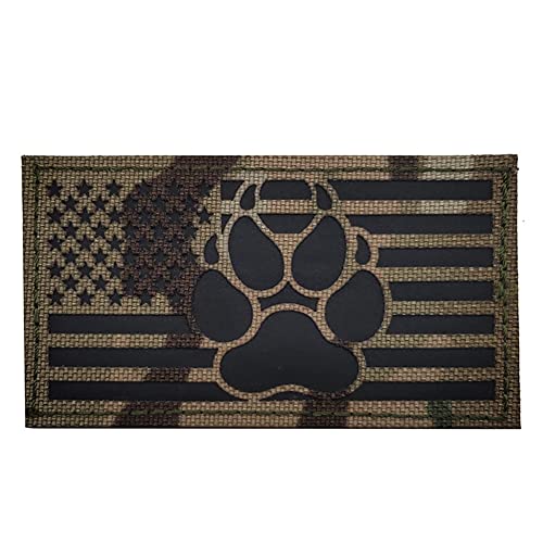 USA Flag K9 Dog IR Reflektierender Patch Infrarot Tactical Moral Embroidered Badge for Animal Vest Harnesses Paw Applique with Hook and Loop Fastener Backing Shoulder (CP-2) von Beifeitu