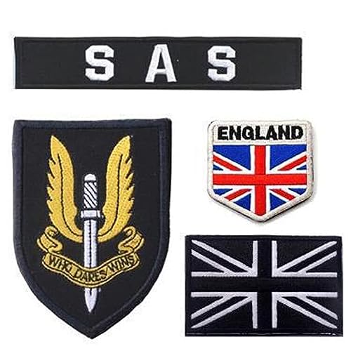Vereinigtes Königreich British Special Air Service SAS Flagge Stickerei Patch Military Who Dares Wins Tactical Moral Badges Armband Emblem Applique Hook Patches von Beifeitu