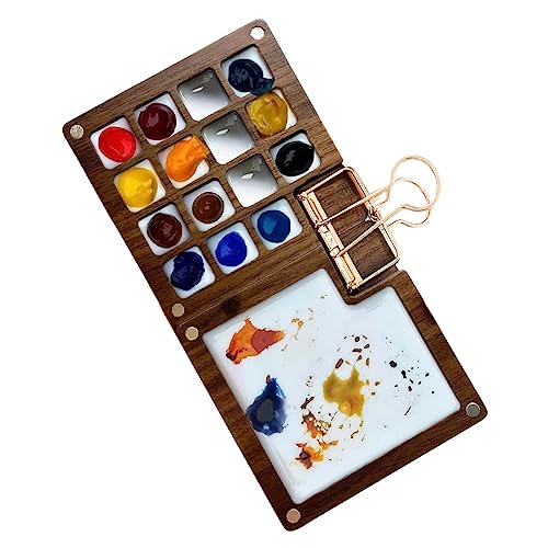 Beifenl Tragbare Aquarellpalette, 15 Farben Skizzenbuch-Palette, Holzpalette, -Farbpalette (ohne Farben) von Beifenl