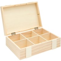 Holz-Kiste / Aufbewahrungsbox mit 6-facher Einteilung von Beige