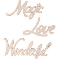 Holz-Schriftzüge "Magic-Love-Wonderful", 3er Set von Beige
