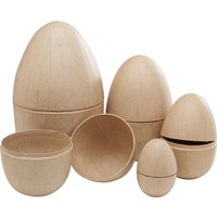 Pappmaché-Eier, teilbar, 5-er Set von Beige