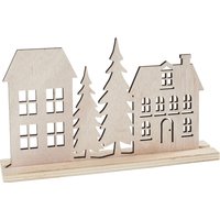 VBS Holz-Steckmotiv "Häuser und Tannen" von Beige