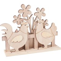 VBS Holz-Steckmotiv "Hühner und Blumen" von Beige
