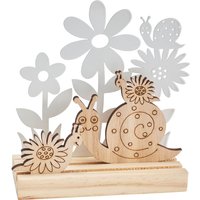 VBS Holzsteckmotiv mit Metallblumen "Schnecken" von Beige