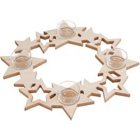 VBS Teelichthalter "Adventskranz - Sterne", inkl. 4 Teelichtgläsern von VBS