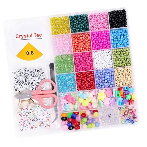 Anfängerfreundliches Glasperlen-Armband-Set, 4 mm, rund, in 12 Farben, Kunstzubehör für Erwachsene und Kinder, Set zum Basteln Anfängerfreundliches Glasperlen-Armband-Set, 4 mm, rund, in 12 Farben, Kunstzubehör für Erwachsene und Kinder, Set zum Basteln von Beimus