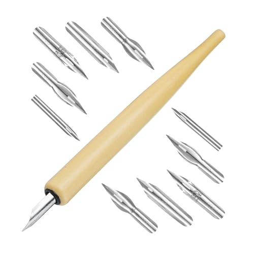 Beimus Dip Pen Halter mit 5 austauschbaren Spitzen Holz Dip Pen Kalligraphie Füllfederhalter zum Schreiben Zeichnen Kunst von Beimus