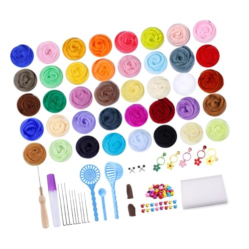 Beimus Nadelfilz-Starter-Kits, Nadelfilz-Set mit Filzwerkzeug, Wollgarn, 40 Farben, Nadelfilzen von Beimus