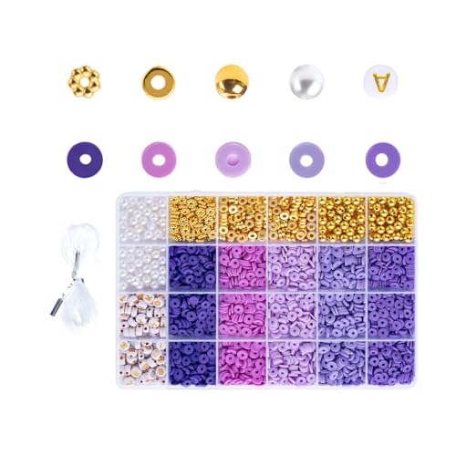 Beimus Perlen-Set, Bastelperlen, runde Abstandshalter, Tonperlen, Schmuckperlen, Buchstabenperlen für Armbänder, Schmuck Beimus Perlen-Set, Bastelperlen, runde Abstandshalter, Tonperlen, Schmuckperlen, Buchstabenperlen für Armbänder, Schmuck von Beimus