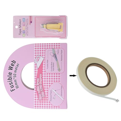 Beimus Schmelzbares Schrägband mit schmelzbarem Schrägbandformer (Größe 1/4 Zoll, 3/8 Zoll, 1/2 Zoll, 3/4 Zoll, 2,5 cm) zum Nähen von Beimus